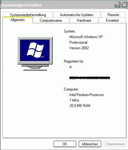 Windows XP 8 MHz