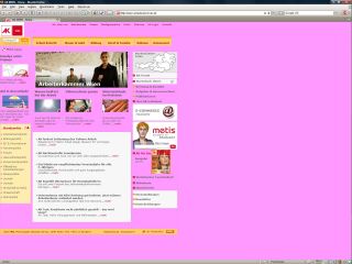 Screenshot der Arbeiterkammer-Homepage ohne gesetzter Hintergrundfarbe