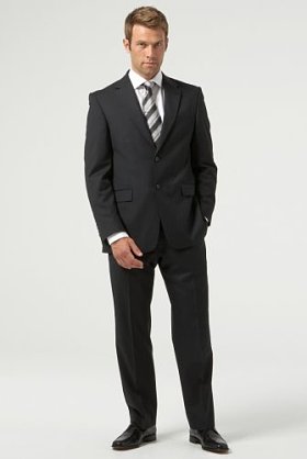 Wool Blend Single Breasted 2 Button Black Stripe suit for iPod