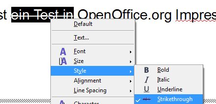 OpenOffice.org Impress Strikethrough