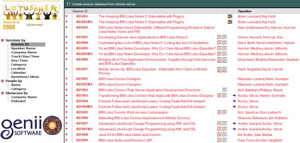 Screenshot Session Database