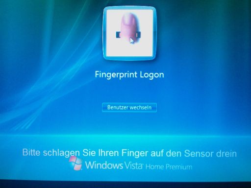 Foto Vista-Logon-Screen mit installierter Lenovo Fingerprint Reader Software