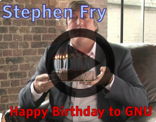 Mr. Stephen Fry introduces you to free software, and reminds you of a very special birthday.